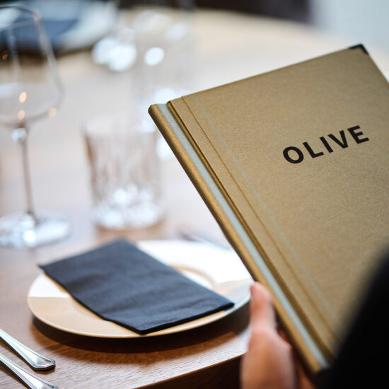 Speisekarte im Restaurant Olive